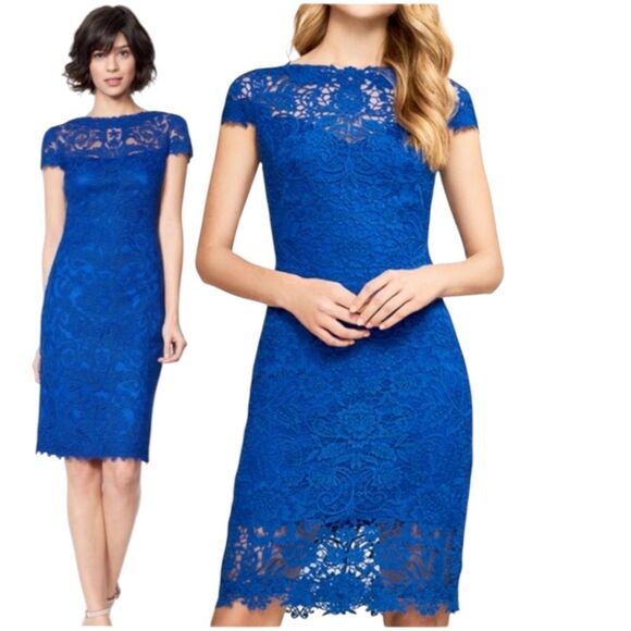 Cachet Sapphire Blue Lace Dress Large - Picture 14 of 14